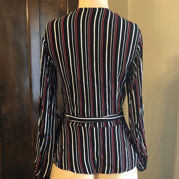 YUMI KIM Posh Life Surplice Wrap Stripe Blouse - Picture 7 of 8